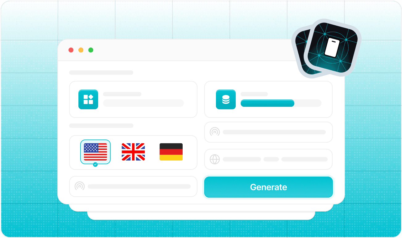 Mobile proxy carrier and location configuration interface